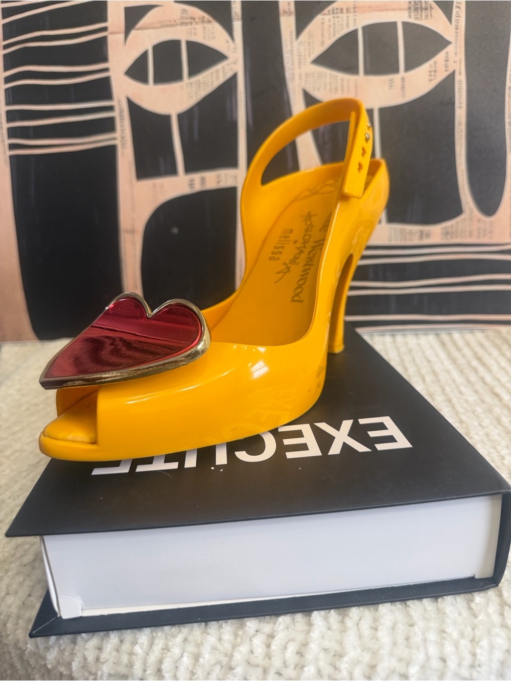 Vivienne Westwood Anglomania Yellow Slingback Heel with Red Heart Accent - Picture 5 of 10
